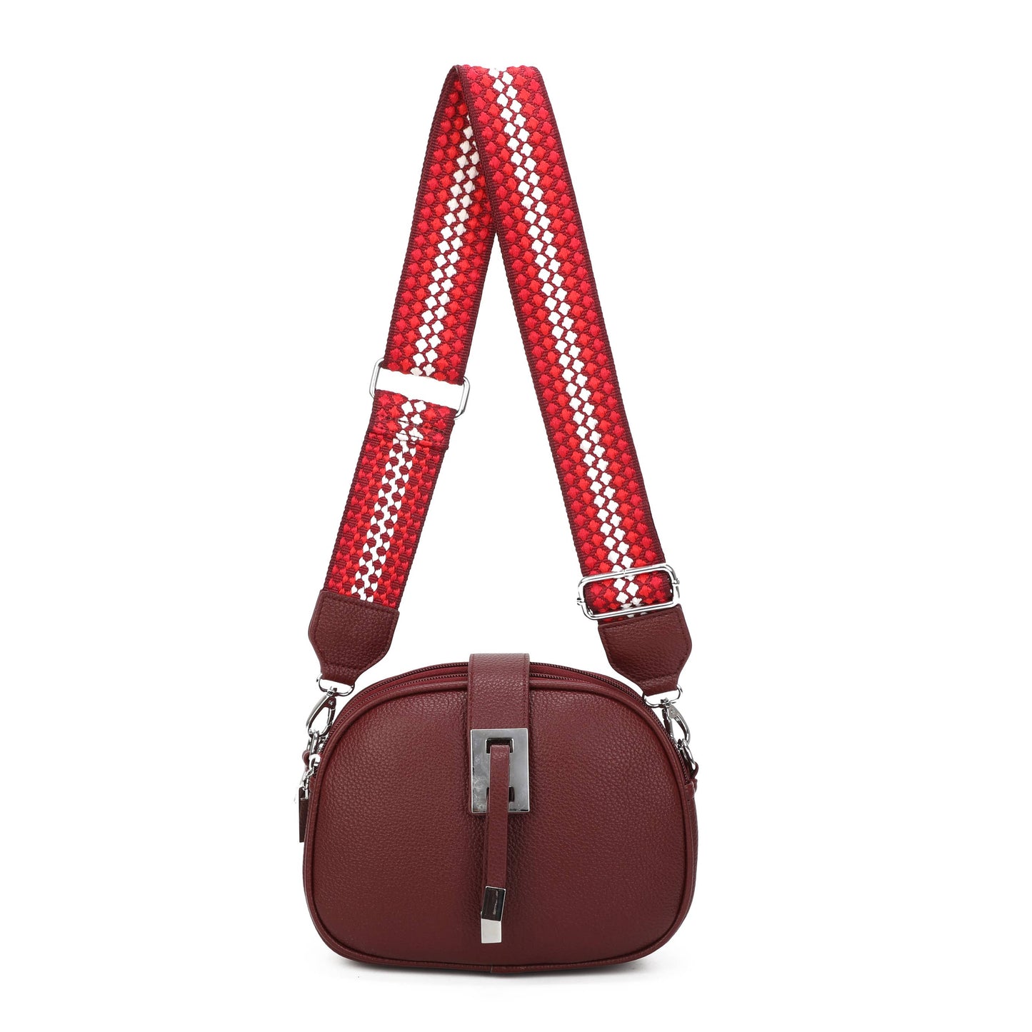 JM1307 Everyday Crossbody Bag with Pattern Strap: Light Blue