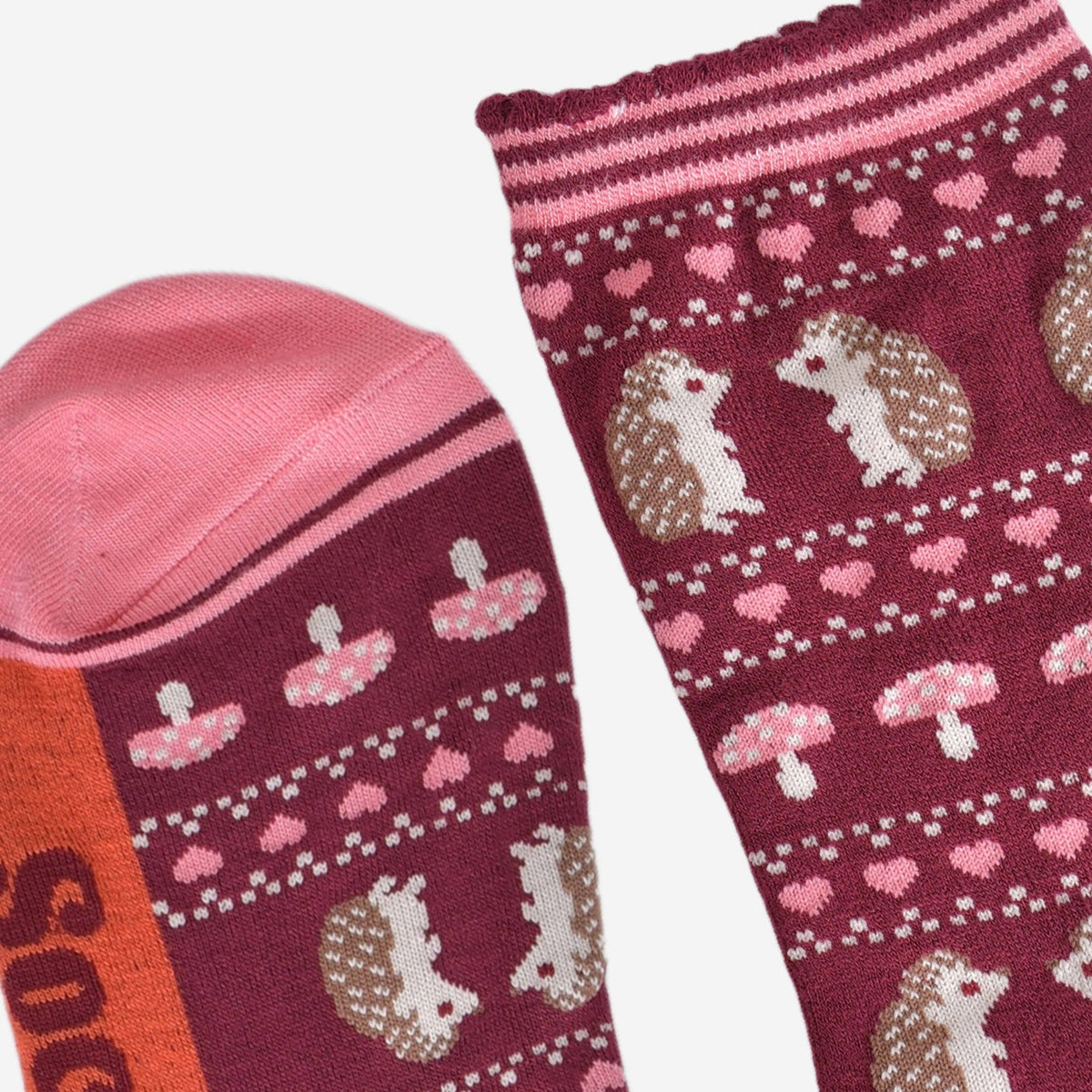 Women's Bamboo Socks - Berry/Pink, Hedgehog Fair Isle: UK 3-7 | EU 36-40 | US 5-9