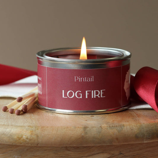 Log Fire Paint Pot Candle | Candles in Tins | Small Candles