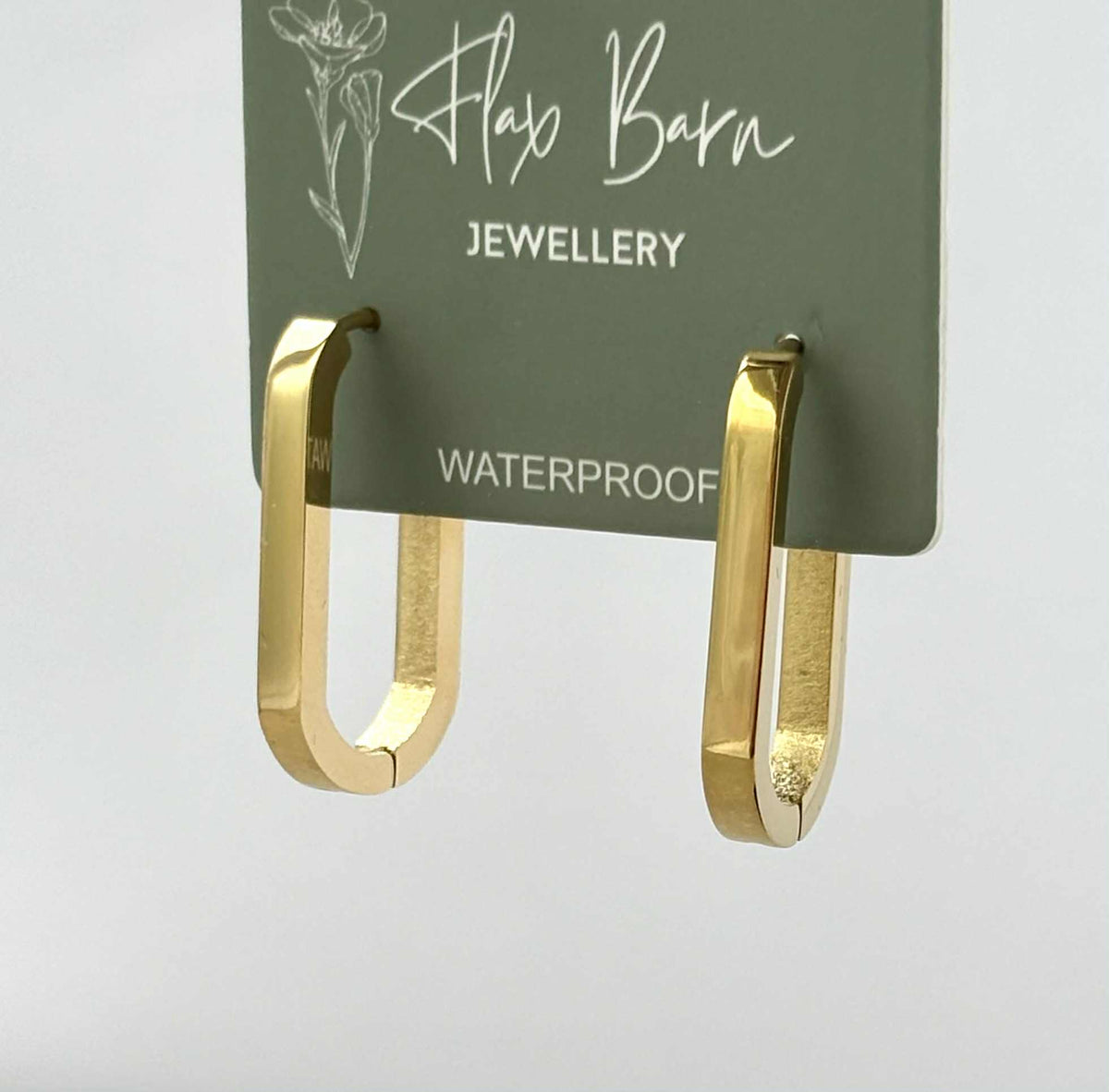 Tarnish Resistant Oblong Huggies: Gold