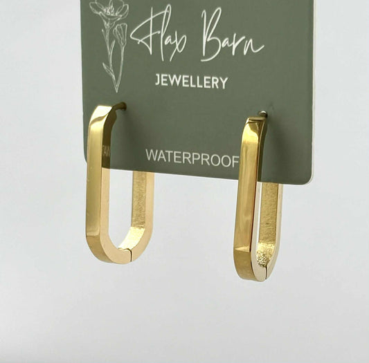 Tarnish Resistant Oblong Huggies: Gold