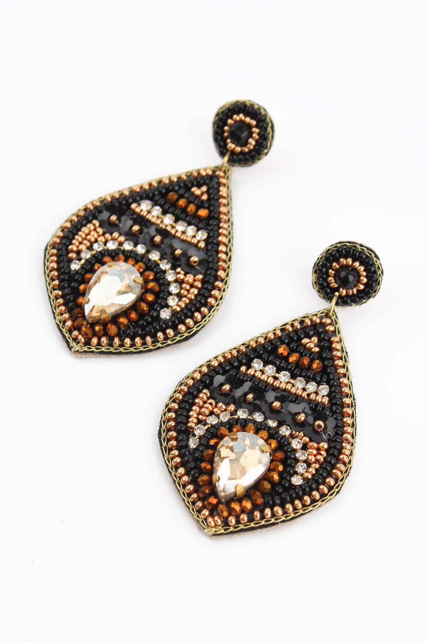 BLACK AND GOLD TEARDROP EARRINGS