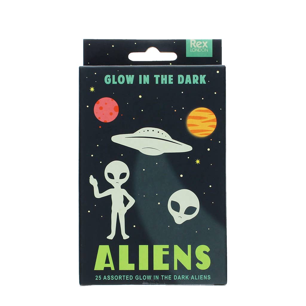 Glow in the dark stick-on shapes (box of 25) - Aliens