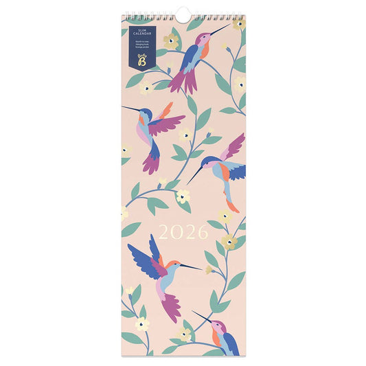 2026 Slim Wall Calendar with Notes, Hook & Storage Pocket