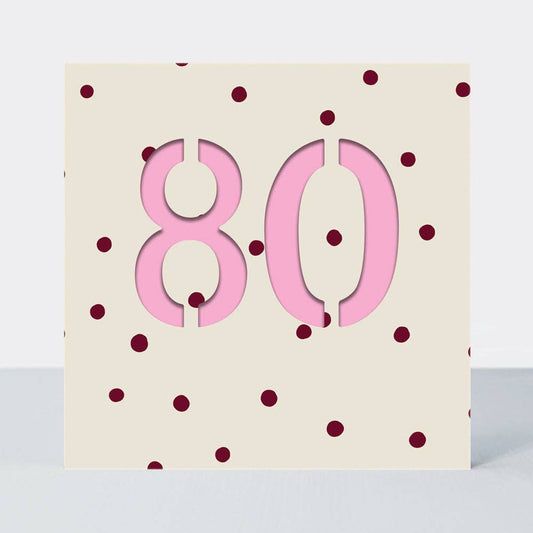 Bon Bon - Age 80 Birthday Card/Cream Dots