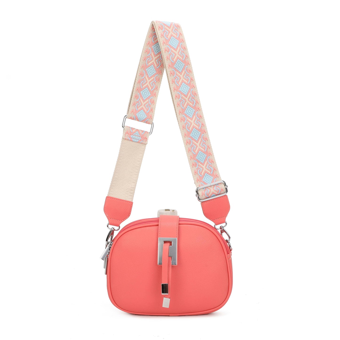 JM1307 Everyday Crossbody Bag with Pattern Strap: Dark green