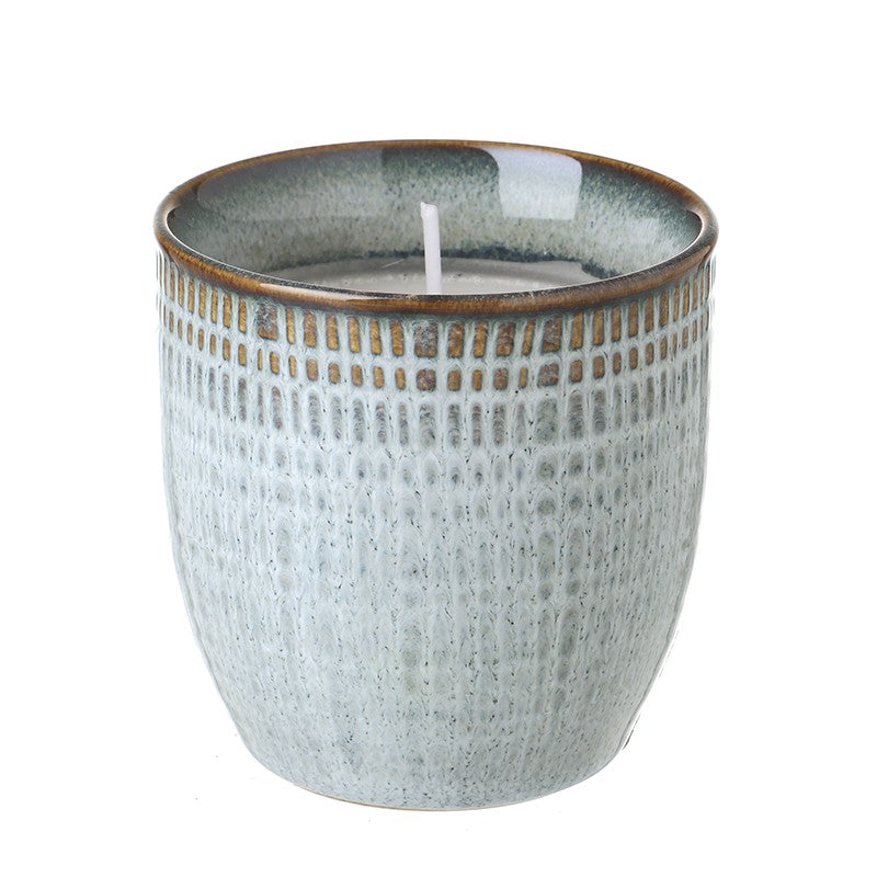 Sale - Grey Check Ceramic Pot Candle