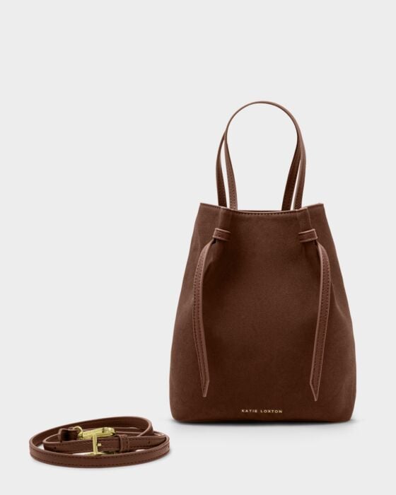 Celina Suedette Bucket Bag - In Dark Chocolate