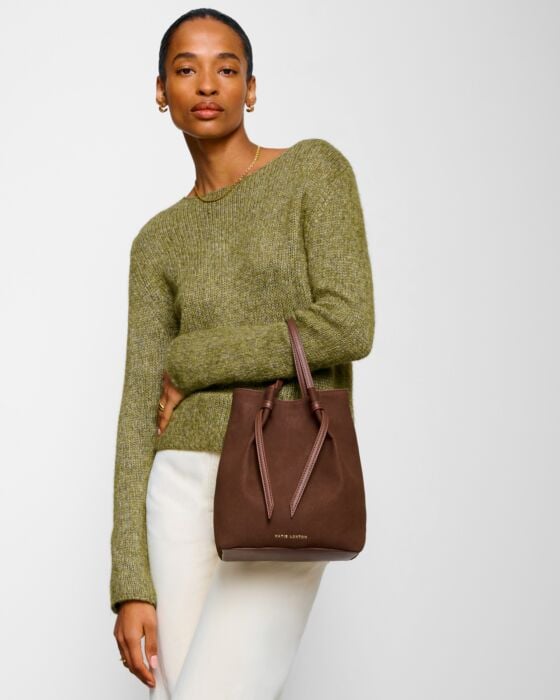 Celina Suedette Bucket Bag - In Dark Chocolate