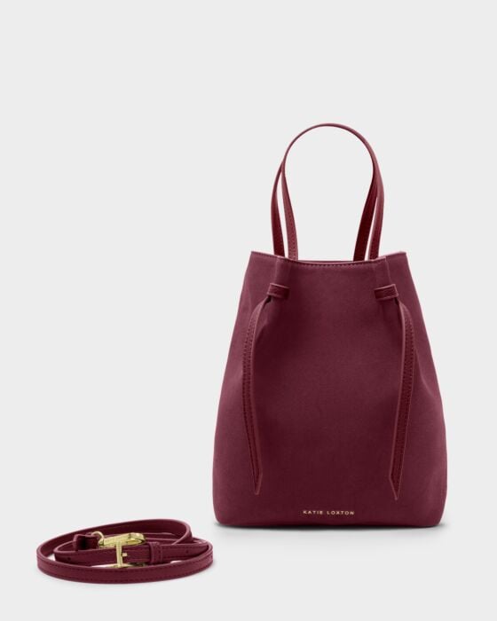 Celina Suedette Bucket Bag - In Cherry