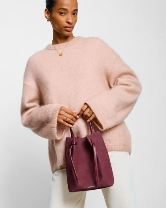 Celina Suedette Bucket Bag - In Cherry