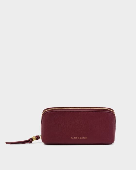 Fold-Out Mirror Makeup Bag - In Cherry