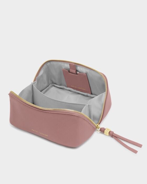 Fold-Out Mirror Makeup Bag - In Deep Rose