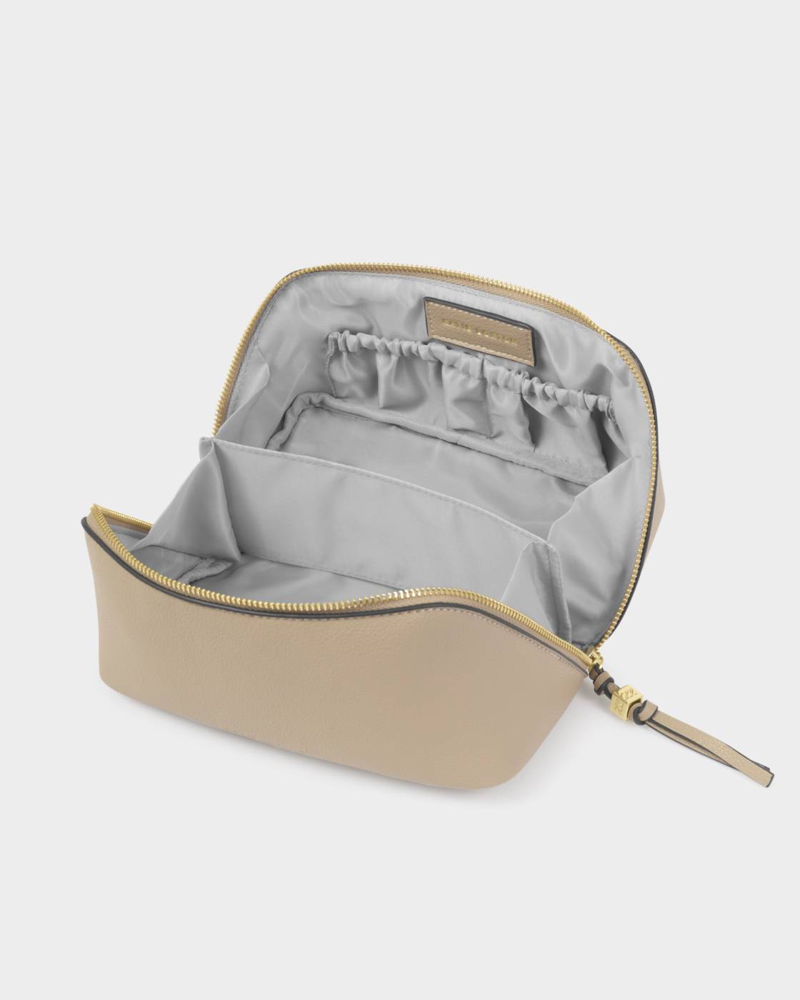 Soho Medium Makeup & Wash Bag Light Taupe with black trim