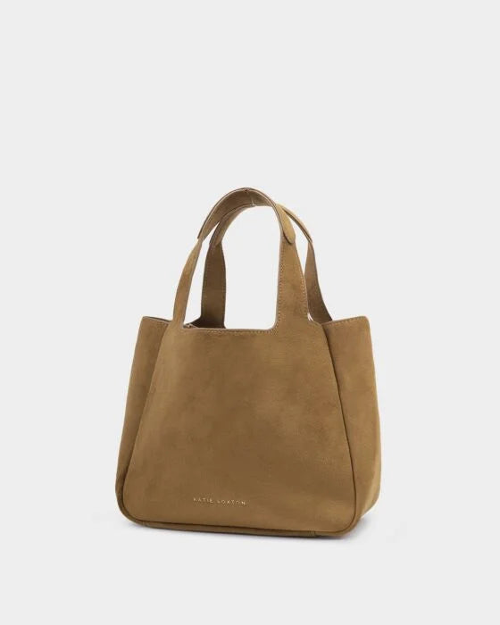 Raya Suedette Top Handle Bag - Caramel