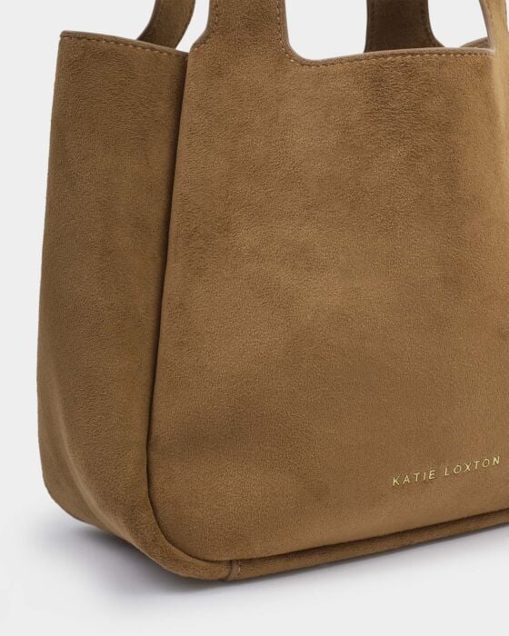 Raya Suedette Top Handle Bag - Caramel