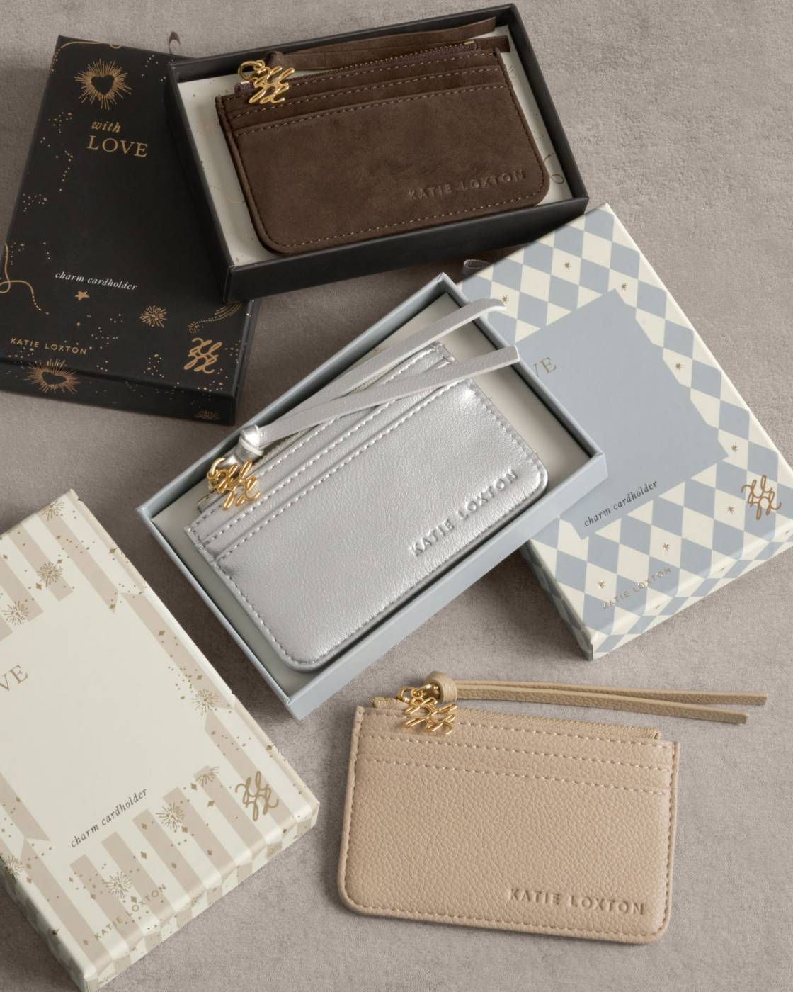 Gift Boxed Coin & Card Holder - Light Taupe