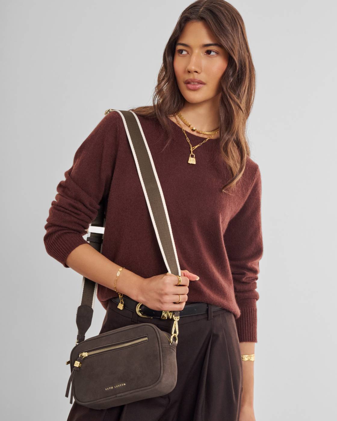 Katie loxton - Lottie Crossbody Bag Suedette Chocolate