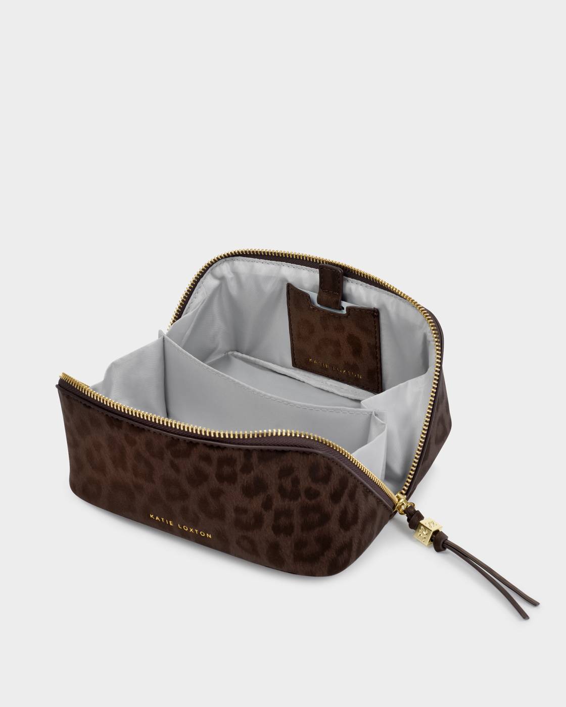Fold out Mirror Make Up Bag Chocolate Leopard