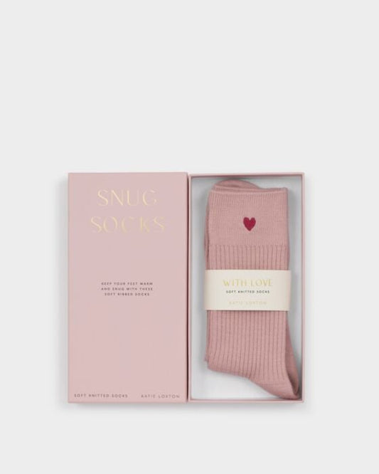 Gift Boxed Heart Socks - In Blush Pink