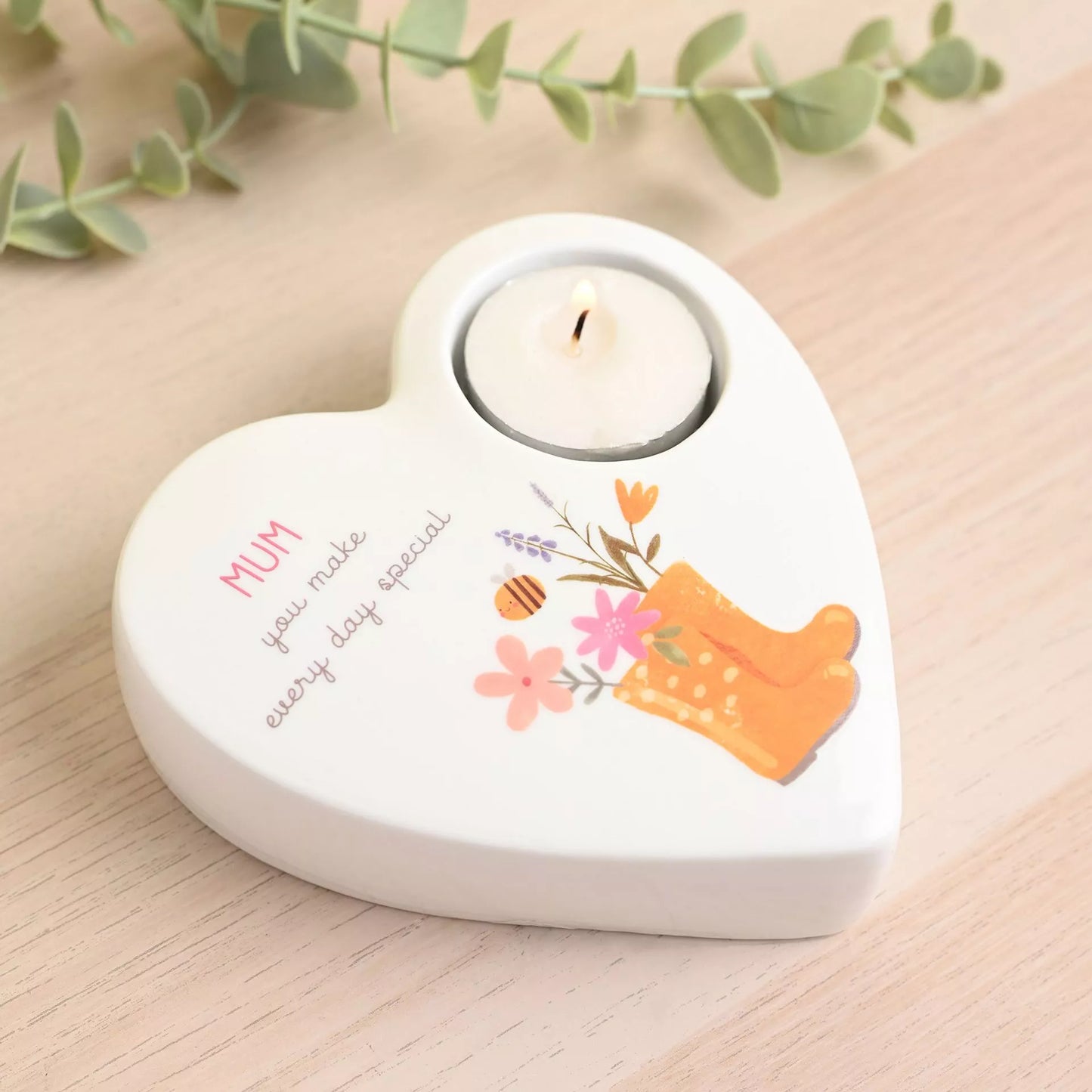 Ceramic Tea Light Candle Holder - Mum