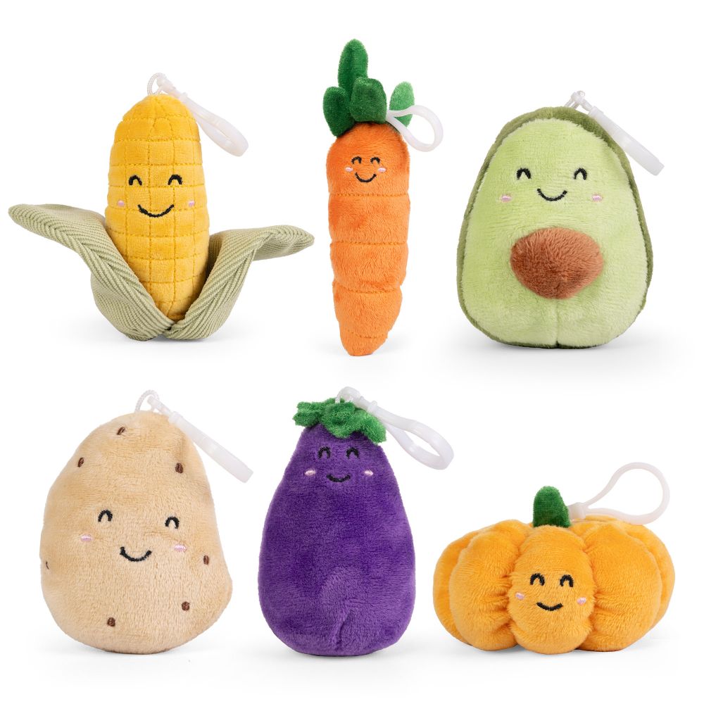 Sale - LITTLE Living Nature Clips Vegetable Plush Keyrings