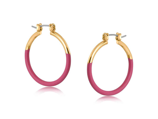 Sandra large two tone hoop earrings - pink
