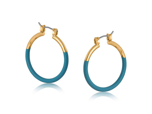 Sandra large two tone hoop earrings - blue