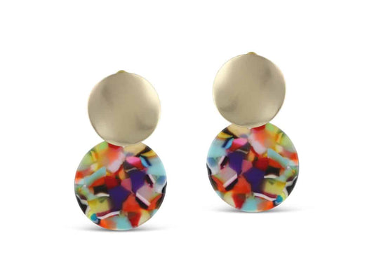 Sarah two tone earrings - red/orange/lilac