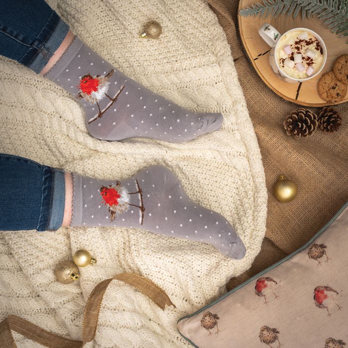 Wrendale - Christmas Robin women's Socks