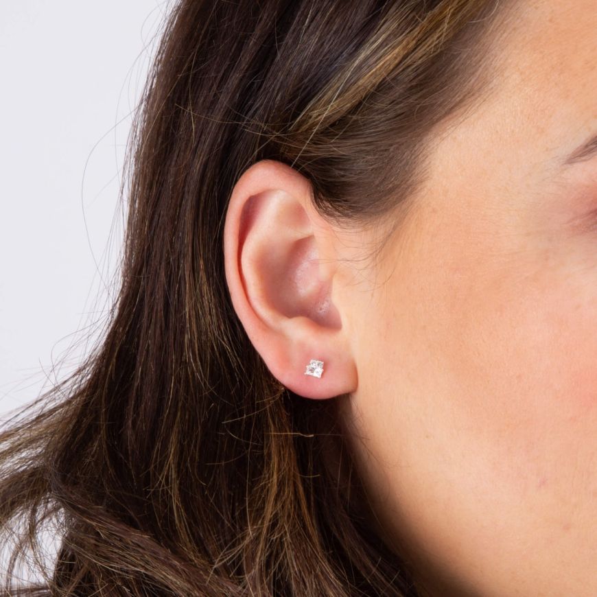 Beginnings - Baguette & Round CZ Stud Earrings