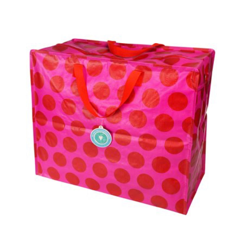 Rex Storage bag - Red on pink spot